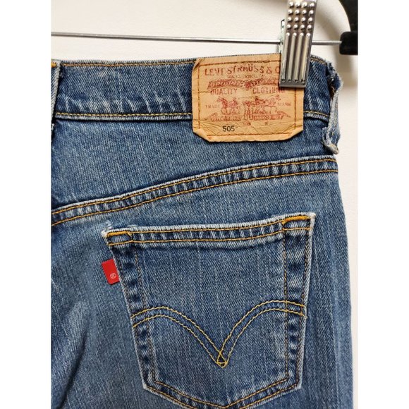 Levis 505 Jeans Womens Nouveau Low Straight Cuffed Blue Denim Size 4 - Picture 4 of 4